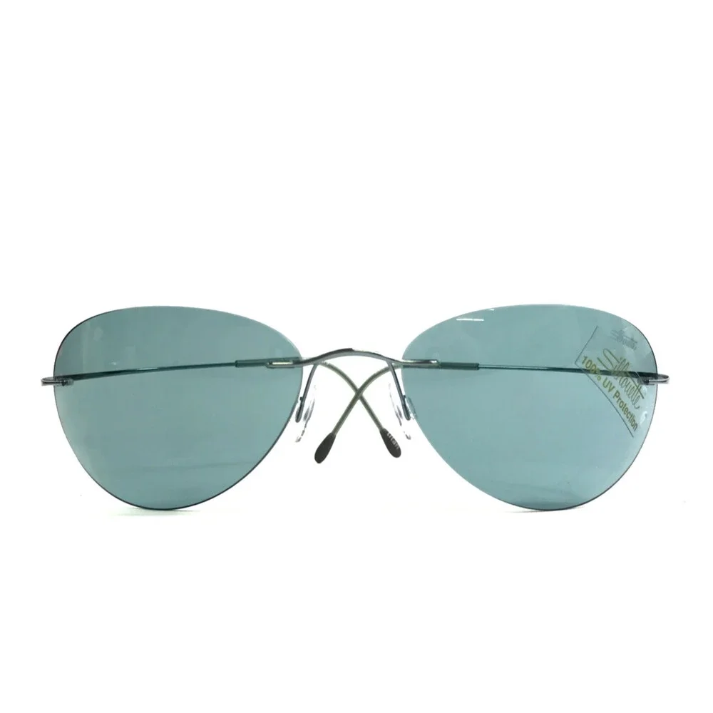 Silhouette Sunglasses M8568 /45 6075 Blue Rimless Frames with Light Blue Lenses